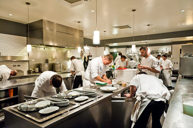 kitchen staff working